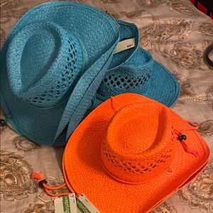 The Spring Shop Cowboy Hats - Orange and Blue - 6 TOTAL